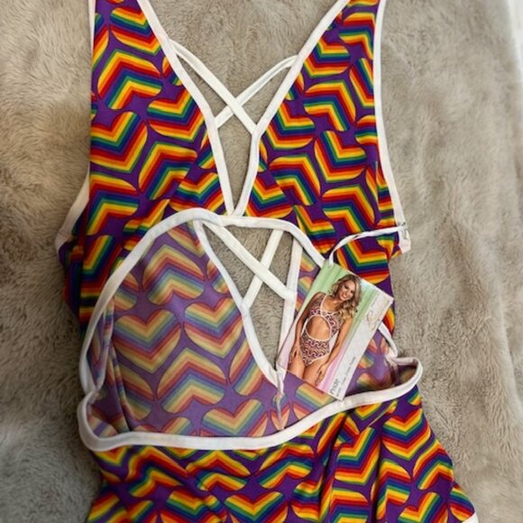 Magic Silk 'Exposed' PRIDE Criss Cross Teddy ~ 1X-3X NWT - Picture 5 of 5